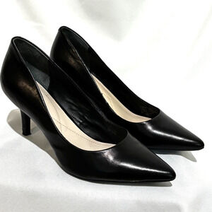 Alfani women JEULES Leather Pointed Toe Classic Pumps mid heel black sz 8 Career